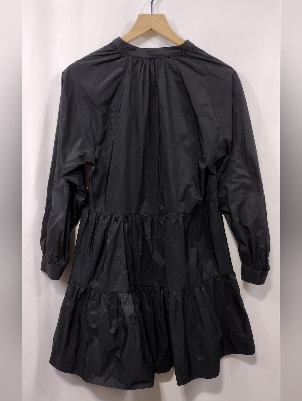 Zara Black Tiered V-Neck Long Sleeve Dress Womens XS Babydoll Boho Retro - Picture 5 of 8